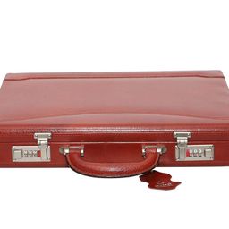 red cherry Genuine Leather Briefcase with Combination Lock image 2