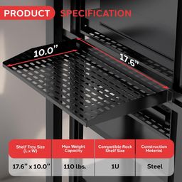 pyle 2-Pc 1U Server Rack Shelf, Vented Shelves for Good Air Circulation, Cantilever Mount, Wall Mount Rack, Universal Device, Cabinet Shelf, Computer Case Mounting Tray, Black-Pyle PLRSTN14UX2 image 3