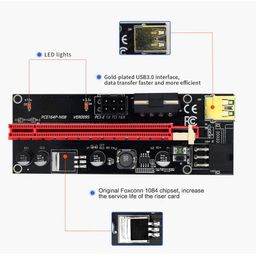 piplus Pi+®(PiPlus®) 009S 4-Capacitor GPU Riser Adapter PCIE X1 to X16 Extender PCI-E Express Riser Cable for Bitcoin Litecoin ETH Coin Mining image 3