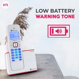 Beetel X75 2.4Ghz Cordless Landline Phone,Dual Mode DTMF/FSK,1 Line 7segment LCD Display & Blue LED Backlit,Illuminated Keypad,2 Way Speaker Phone,6 Step Ringer Volume Control(Red/White)(X75) image 5