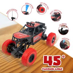 Gooyo GY-45 Rechargeable RC 4x4 Off-Road Rock Crawler with Spray Feature Toy | Best Gift for Kids | Smooth & Safe |Red| Power Source: Lithium Battery in Car (Included) | High Speed Monster RC Car image 2