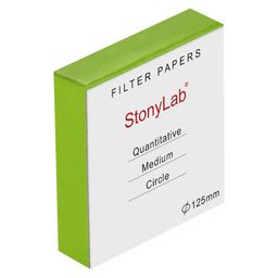 StonyLab Quantitative Filter Paper Circles, 125mm Diameter Cellulose Filter Paper with 20 Micron Particle Retention Medium Filtration Speed, Pack of 100 (125mm Diameter) image 1