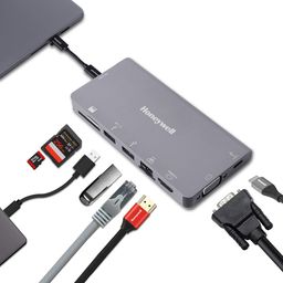 Honeywell 8-in-1 Type C Ultra Dock with 4K HDMI, VGA, RJ45 Ethernet, 2xUSB 3.0 & Type C 3.0 Port, SD & Micro SD Slot, Compatible with All Type C Devices- MacBook Laptop, PC, Thunderbolt 3 image 1
