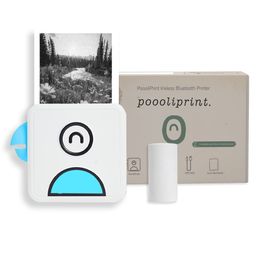 Poooliprint L1 Inkless Pocket Printer - Poooli Mini Portable Bluetooth Phone Thermal Printer for iOS + Android, Printing Photos, Labels, Notes, Lists for Journal, Blue image 1