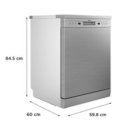 MIDEA 13 Place Setting Freestanding Dishwasher (WQP12-5201F, Silver,7 wash program, Child Lock, Extra Dry & Intensive 70 degree wash, A++ Energy Efficient, Delay Timer, Half Load, Adjustable Basket) image 3