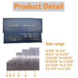 findmall 6 Pcs Adjustable Parallel Set 3/8" - 2-1/4" Hardened Steel Accuracy Parallels Set for Layout Inspection Stop Work Set-Up Etc image 2