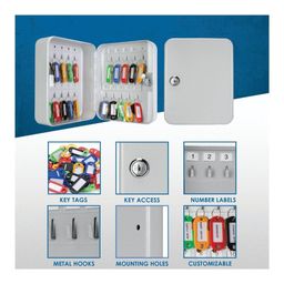Vroxy 20 Key Capacity Hooks Tags Locker Safe Box with Lock, Metal Safe Cabinet Hanging Key Manager with Included Key Tags Adjustable Wall Mount Key Lock Cabinet (1Pcs) image 4
