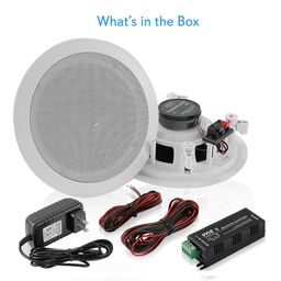 Pyle Home 5.25â Pair Bluetooth Flush Mount In-wall In-ceiling 2-Way Speaker System Quick Connections Changeable Round/Square Grill Polypropylene Cone & Polymer Tweeter Stereo Sound 150 Watt (PDICBT552RD) image 4