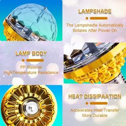 cartburg Rotating Magic Ball Light with Lamp Holder Set, Retro Disco Lights, Colorful Disco Rotating Magic Ball Light Bulb with Sockets, Magic Ball RGB LED Stage Light (Rotating Magic Ball Light) image 4