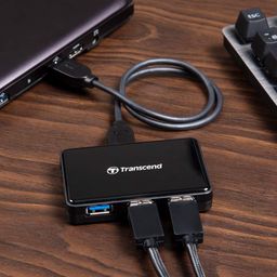 Transcend 4-Port Hub3K USB 3.1 Gen 1 USB Type-A X4 (USB 3.1 Gen 1) with The Included Power Adapter Input Interface USB 3.1 Gen 1 Micro-USB to USB Type A - Ts-Hub3K Black image 2
