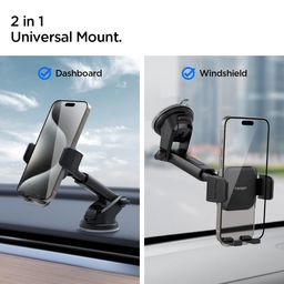 Spigen Dashboard & Windshield Car Mobile Holder [Strong Suction Cup][360° Rotational][Stable Hold] Compatible with Most Smartphone Devices - Black image 2