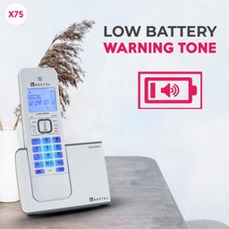 Beetel X75 2.4Ghz Cordless Landline,Dual Mode DTMF/FSK,1 Line 7segment LCD Display& Blue LED Backlit,Illuminated Keypad,2 Way Speaker Phone,6 Step Ringer Volume Control(Grey/White)(X75) image 5