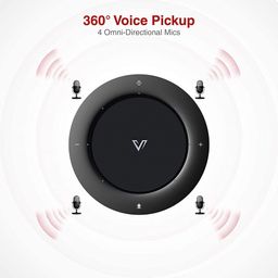 v av access AV Access USB Speakerphone Full-Duplex Audio, with 4 Mics Beamforming, 5 Meters 360 Voice Pickup, Loud and Echo Cancellation, Computer Microphone Speaker for Skype Zoom Conference image 2
