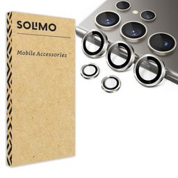 Amazon Brand - Solimo Camera Glass Lens Protector Ring For Samsung Galaxy S24 Ultra 5G Case Friendly with Edge to Edge Coverage and Easy Installation(Titanium Grey) image 1