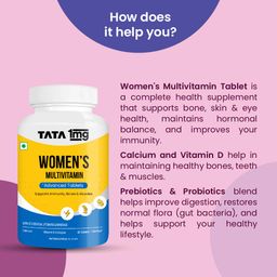 Tata 1mg Women's Multivitamin Veg Tablet with Zinc, Vitamin C, Calcium, Vitamin D and Iron, Support Health Protection, Bones & Overall Health (Pack Of 60 Tablets) image 5