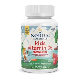 Nordic Naturals Vitamin D3 Gummies Kids - 400 Iu Chewable Vitamin D3 For Kids | Cholecalciferol Vitamin D3 For Bone Health, Healthy Immunity - Vit D3 Wild Watermelon Splash, Vegetarian - 60 Gummies image 1