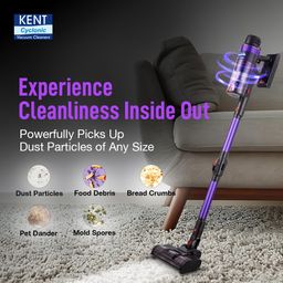 KENT Zoom Turbo Vacuum Cleaner 500W | Battery Operated | Rechargeable, Cordless &Hoseless | Cyclone5 Technology | Digital Control Panel | BLDC Motor | >28 Kpa High Suction | Multi Nozzle Operation image 3