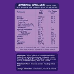 ALPINO High Protein Super Oats Chocolate 1kg – Rolled Oats, Natural Peanut Butter, Cocoa Powder, Nuts & Seeds – 22% Protein, Source of Dietary Fibre & Healthy Fats, No Added Sugar & Salt image 3