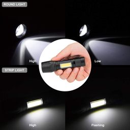 Care 4 Clip Flashlight Torch 3 Modes with Cob, USB Charging with A Green Box Case with A Clip(911) Torch (Black : Re Charge Able) image 3