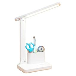 Adrohai Desk Lamp Eye Protection LED Lamp Folding Desk Lamp Table Lamp Reading Table Light Study Lamp for Study Room Night Reading Lamp with Pen Holder Multi-Functional USB Rechargeable image 1