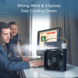 Techking 𝐇𝐎𝐓 𝟏𝟕 𝐘𝐄𝐀𝐑𝐒 𝐖𝐀𝐑𝐑𝐀𝐍𝐓𝐘 Personal Air Cooler, Mini Evaporative Cooler with 7 Colors LED Light, 1/2/3 H Timer, 3 Wind Speeds and 3 Spray Modes_Multicolor image 5