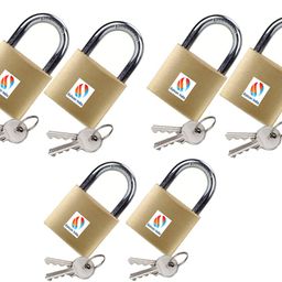 generic Eshcon 6 Piece Mini Padlock Small Padlock with 2 Keys for Luggage Lock, Backpack, Gym Locker, Suitcase Lock, Classroom Matching Game and More image 1