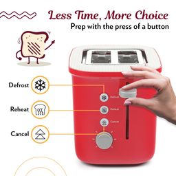 Borosil Krispy Pop-up Toaster, 2-Slice Toaster, 7 Browning Settings, Removable Crumb Tray, 800 W, Red image 5