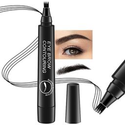 CTN Enterprise 4 Point Eyebrow Pencil Black,Waterproof Microblading Eyebrow Pencil with a Micro-Fork Tip Applicator Creates 05 Black Fine Sketch Liquid Eye Brow Tattoo Tint Pen 1 psc image 2