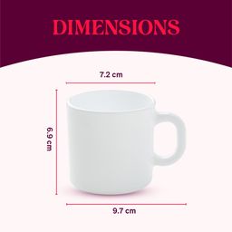 Larah by Borosil Angel Grey Opalware Mug, Set of 6 Tea/Coffee Mugs, 180 ml Each, Microwave & Dishwasher Safe, Bone-Ash Free, Crockery Set Ideal for Daily Use & Gifting, White image 4