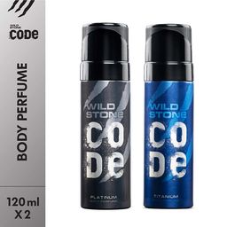 Wild Stone Code Platinum & Titanium No Gas Body Perfume Spray Combo for Men,Pack of 2 (120ml each) image 2