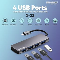 BRANKO 4-in-1 USB Type C Hub 3.2 Gen 1.5Gbps Data Transfer Speed, Type C USB HUB 3.2 Aluminum Data Hub compartable with PC, laptops, Macbooks image 4
