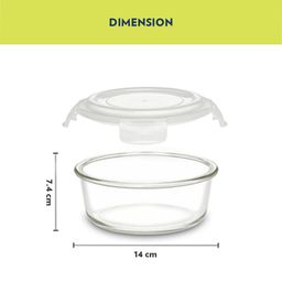 Borosil Ace Borosilicate Glass Lunch Boxes Set of 3 (400 ml Each) with Lunch Bag, Round, Lunchboxes for Office & College, Microwave Safe, Leak Proof (Transparent, Green) image 3