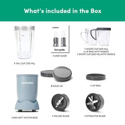 Nutribullet PRO 900W, 12 Pcs Set, USA #1 Mixer/Grinder/Smoothie Maker, "The Original Nutribullet", Food Processor, Best Blender, 3 Unbreakable Jars, 2 Blade Set - Wet & Dry (900W Slate) image 2
