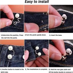 kofati 4 PCS Pant Waist Tightener, Adjustable Waist Buckle Set, Extra Button for Jeans to Make Tighter, Button Adjuster for Pants, Jeans, Skirts, Sleeves, image 4