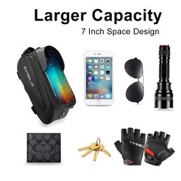 PROBEROS ® Bicycle Frame Bag Cycle Pouch for Bicycle with TPU Touch Screen Large Capacity EVA Pressure-Resistant Handlebar Headphone Hole, Suitable for Phone Under 7.0 Inch Cycle Accessories image 4