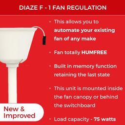 Dott Systems NEW and IMPROVED DIAZE FAN Remote Control Switch System for One Fan with HUMFREE Fan Regulation for Home And Office | One-way Wireless Smart switch, IR Remote, with Memory Function. image 2