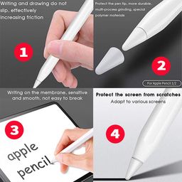 OJOS 8 Pcs Silicone Pencil Nib/Tip Protector Cap for Drawing Noiseless Compatible for Apple Pencil 1st/2nd Replacement Non-Slip Writing Nib/Tip Protector (White) image 2