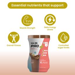 Tata 1mg Pro+ Soy Protein Supplement Powder- High Protein for Muscle & Bone Strength, Overall Fitness, and Energy with 23 essential nutrients,Low Fat & No Added Sugar,Chocolate Flavour image 4