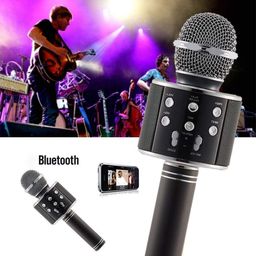 VRJTEC Karaoke Golden Color Mic - Wireless & 2 in 1 Portable Microphone with Speaker, Continuous Play+ Audio Recording + Card Slot + Aux Port + USB Charging for Wireless Singing, Parties image 2