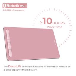 XP-Pen Deco LW 10x6 inch Graphic Tablet with Bluetooth Connectivity, Battery-Free X3 Chip Stylus and 8 Shortcut Keys Compatible with Chrome, Windows, Linux, Mac, and Android(Pink) image 4