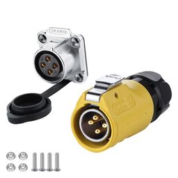 CNLINKO LP-20 Industrial Waterproof Connector IP67 Circular Connector Quick Plugging Aviation Connector Anti-Interference Shell Fast Release Connector M20 2-12 Pin Flange Socket (4 Pin) image 1