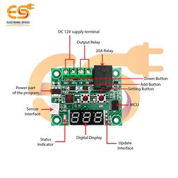 Electronic Spices Combo Of W1209 12V DC Digital Temperature Controller Board +12v 2Amp Adapter + 3inch fan For Diy Incubator image 4