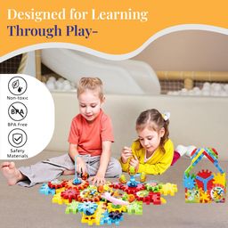 Braintastic 101 Pcs Miracle Bricks Motorized Spinning Gear Building Blocks Toy Sets Interlocking Learning&Educational Game for Kids (Miracle Bricks 101),Multicolor image 4