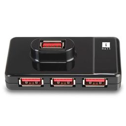 iBall Piano 430 4 Port USB Hub slim, compact and durable I usb type c port laptops and devices I Rubber footpad & shiny body I Transfer 5gbps I - Black image 1