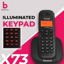 Beetel X73 Cordless 2.4Ghz Expandable Cordless Landline Phone with Caller ID Display, 2-Way Speaker Phone with Volume Controls, Auto Answer, Alarm Function, Stylish Design (Black)(X73) image 3