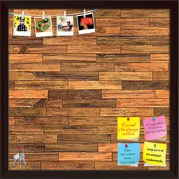 ArtzFolio Old Texture D1 | Bulletin Board Notice Pin Board | Vision Soft Board Combo with Thumb Push Pins & Sticky Notes | Dark Brown Frame | 12 x 12 inch (30 x 30 cms) image 1
