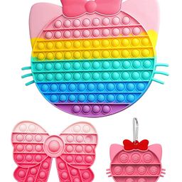 YAMAMA Jumbo Kitty with Bow & Keychain Pop it Fidget Toys Big Size Pack of 3 - Multicolor-7