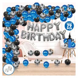 Zyozi Metallic Birthday Decor Kit Multicolour - Pack of 79-image-46