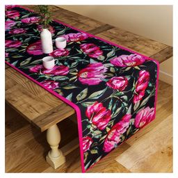 SEJ by Nisha Gupta Floral Black Large size Table Runner - Black-22