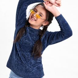 Pine Kids Full Sleeves Chenille Sweater for Moderate Winter - Navy-image-47